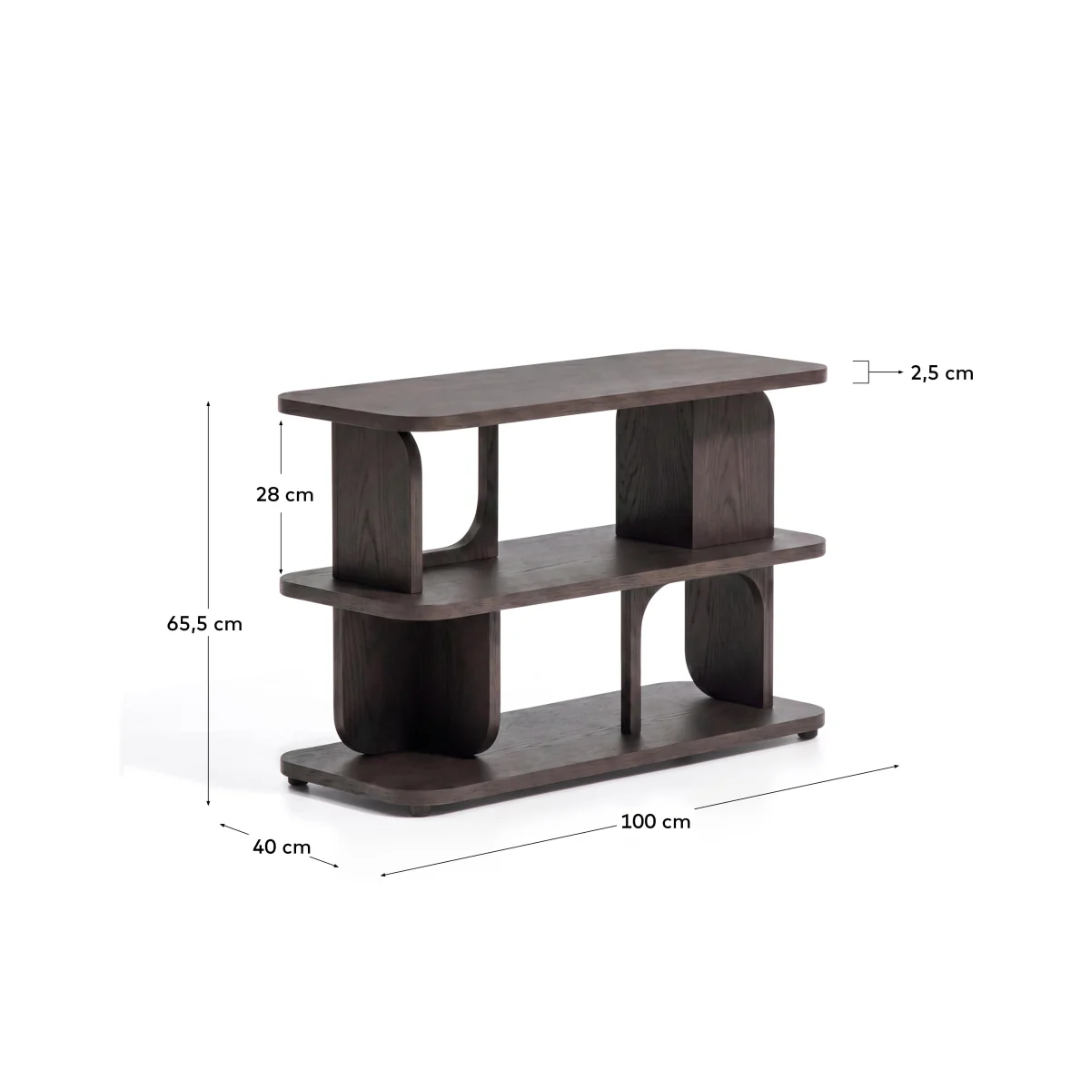 Aduma ebonised-finish oak veneer shelving unit FSC 100% 100 x 65 cm – image 6