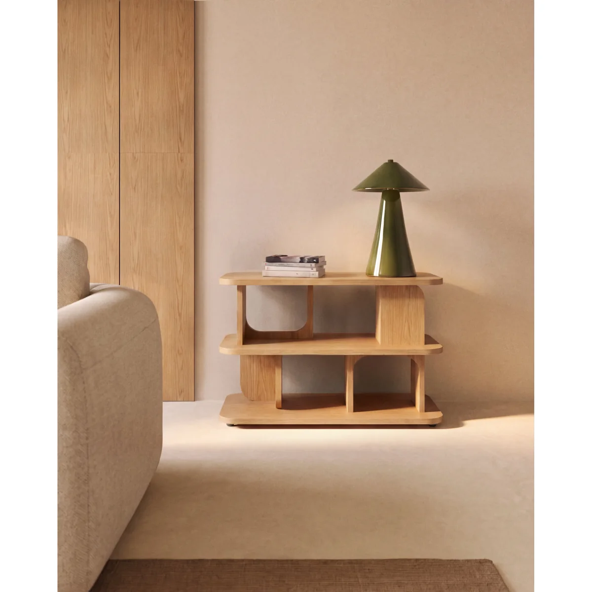 Aduma natural-coloured finish oak veneer shelving unit FSC 100% 100 x 65 cm – image 2