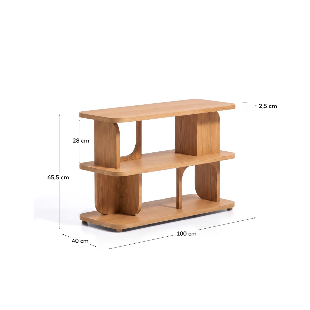 Aduma natural-coloured finish oak veneer shelving unit FSC 100% 100 x 65 cm – image 6