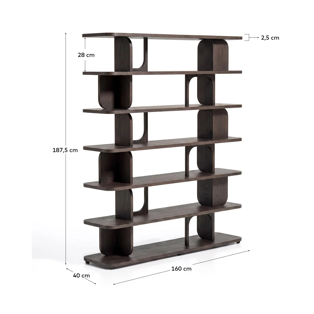 Aduma ebonised-finish oak veneer shelving unit with FSC 100% 160 x 187 cm – image 6