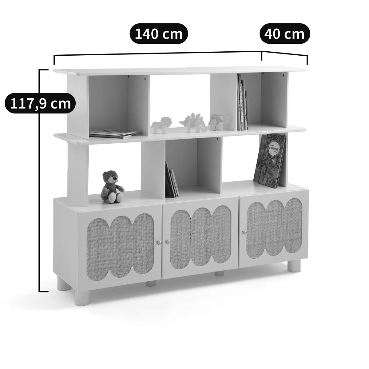 Ptilu Wood and Rattan Bookcase – image 9