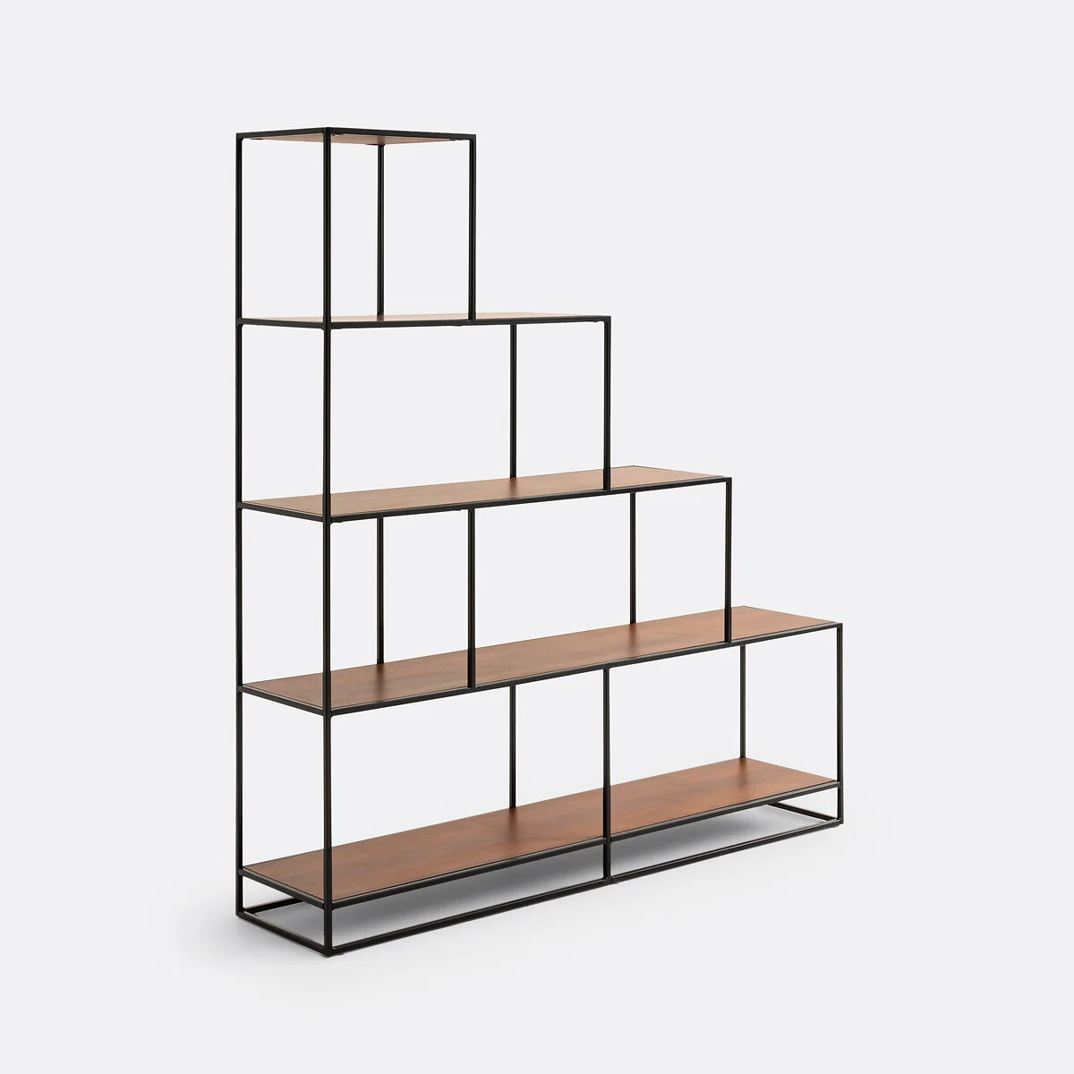 Watford Walnut and Metal Stepped Shelving Unit – image 2