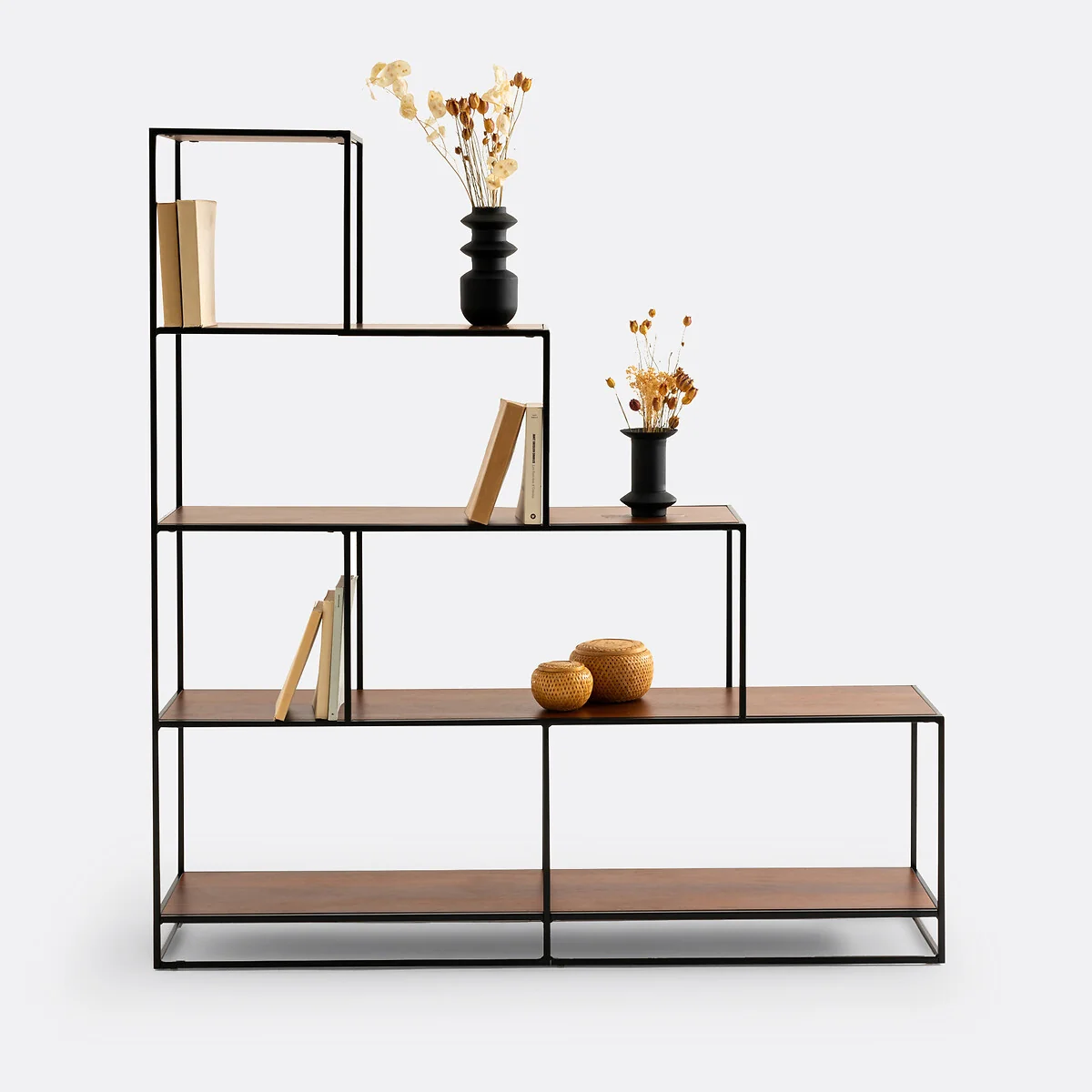 Watford Walnut and Metal Stepped Shelving Unit – image 4