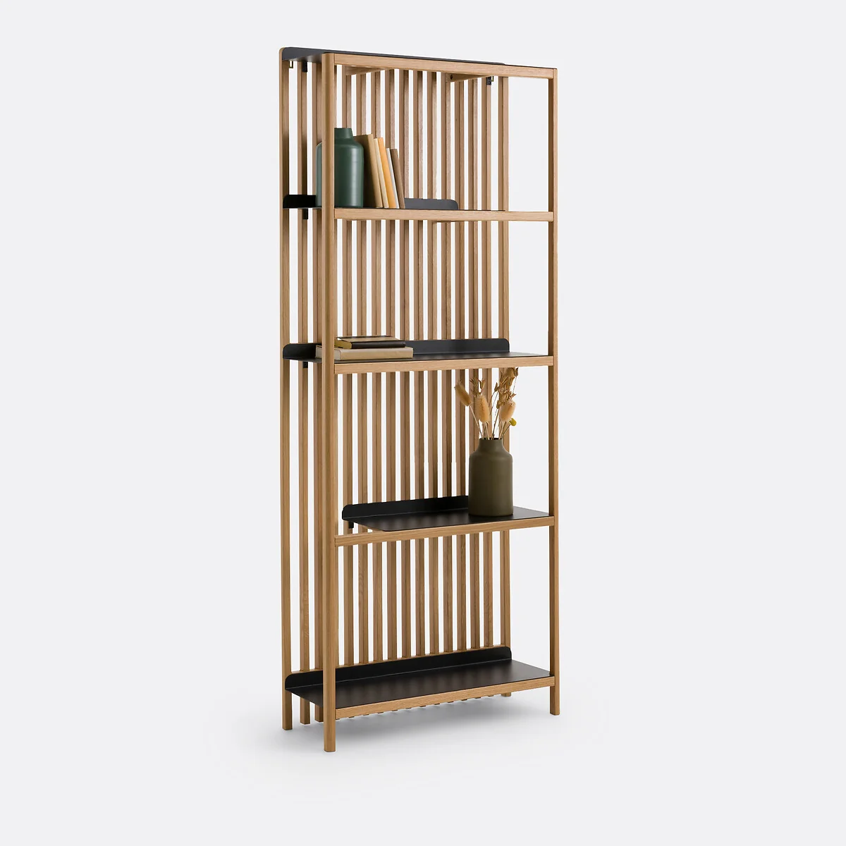 Jac Solid Oak & Metal Slatted Bookcase – image 2
