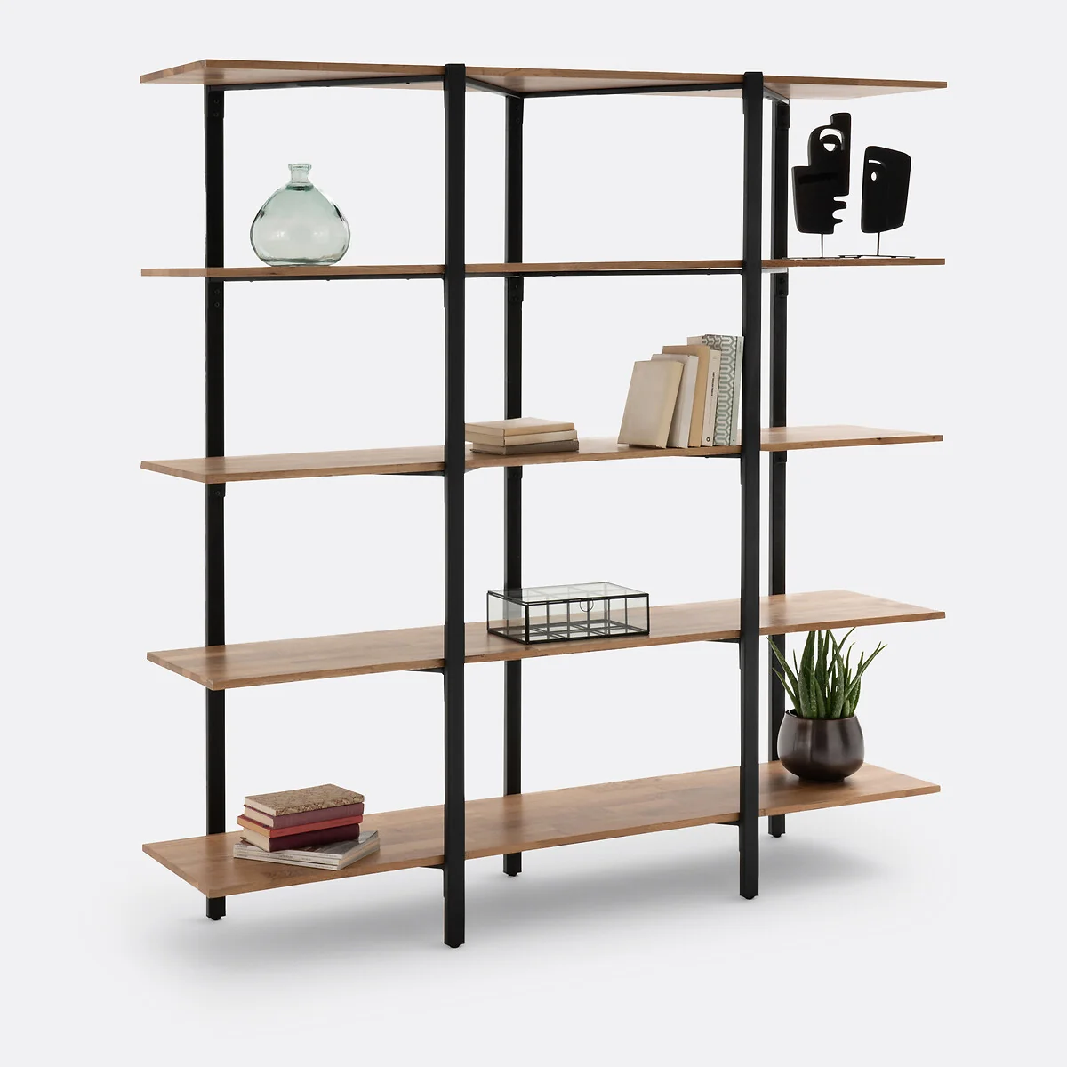 Hiba Large Solid Oak and Steel Shelving Unit – image 2