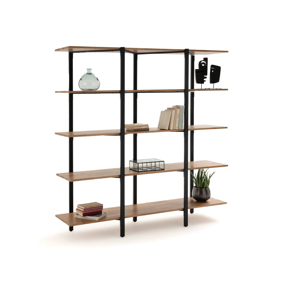 Hiba Large Solid Oak and Steel Shelving Unit – image 1