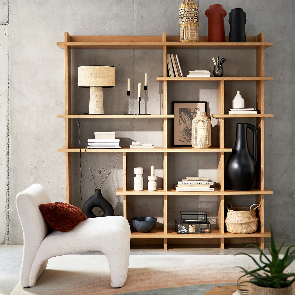 Orga Asymmetric Bookcase in Oak Veneer – image 2