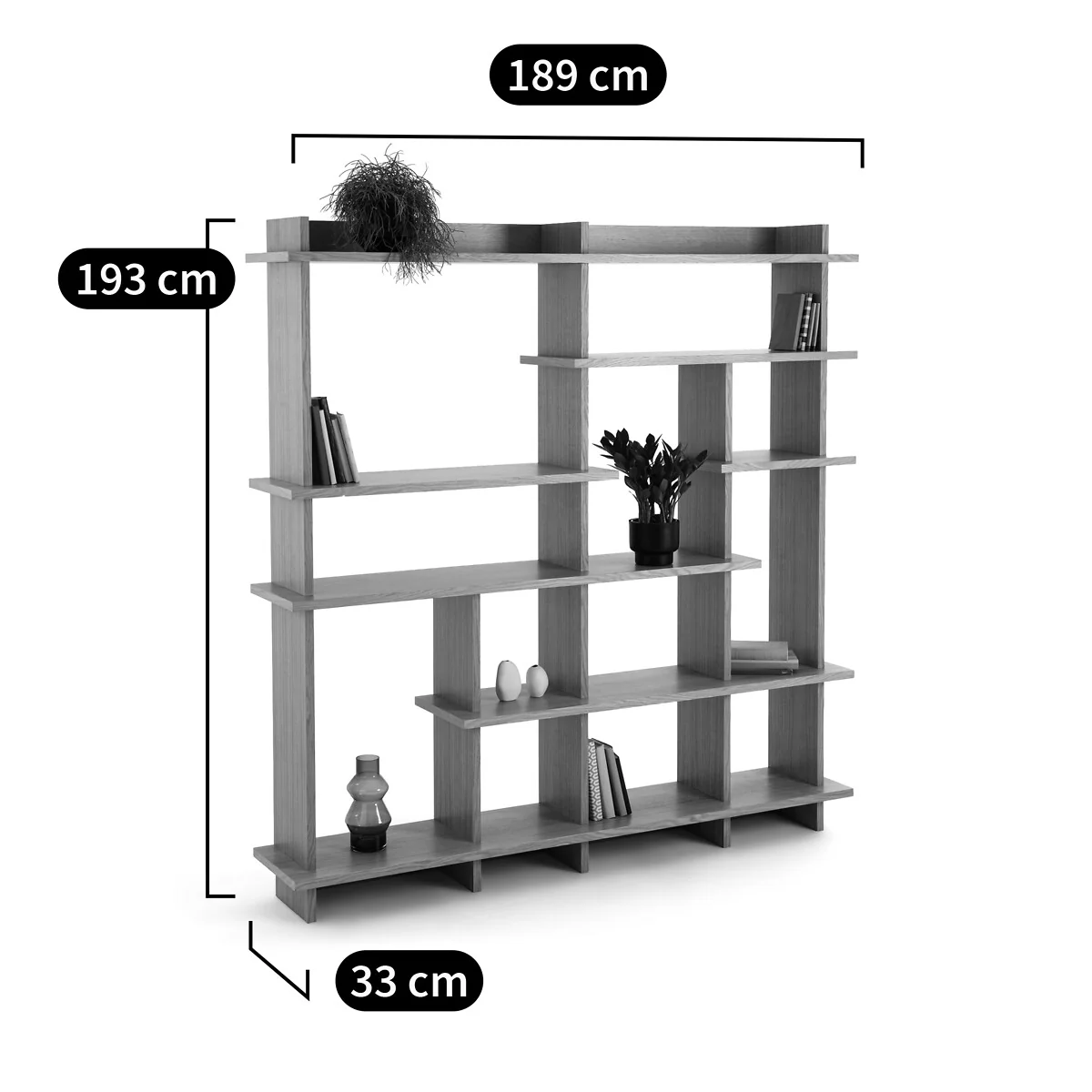 Orga Asymmetric Bookcase in Oak Veneer – image 7