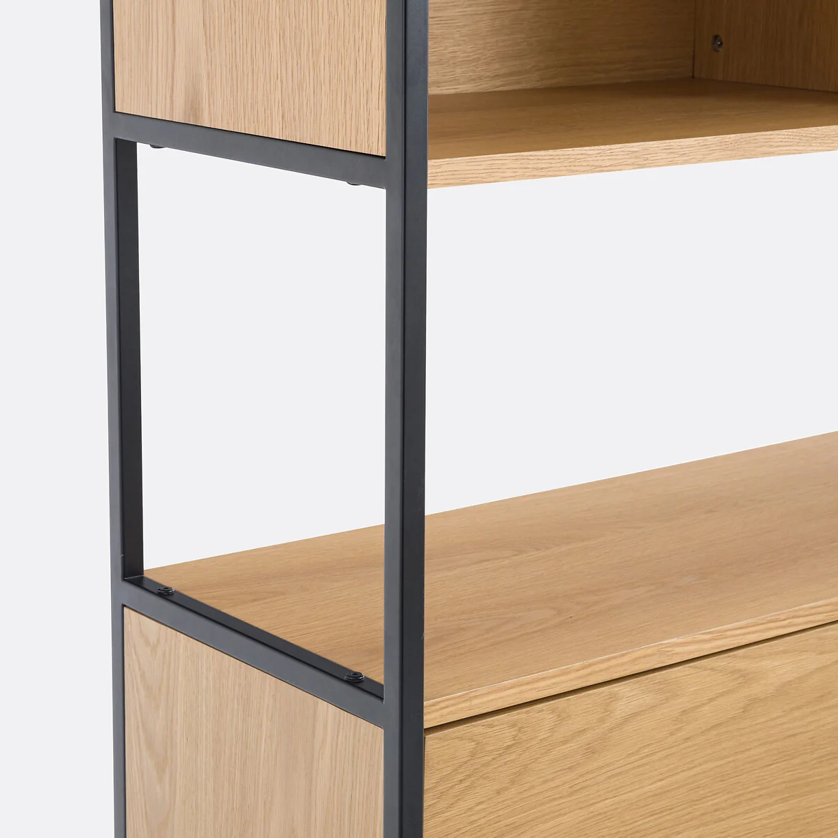 Volga Wood & Metal Shelving Unit with 2 Compartments & 2 Doors – image 5