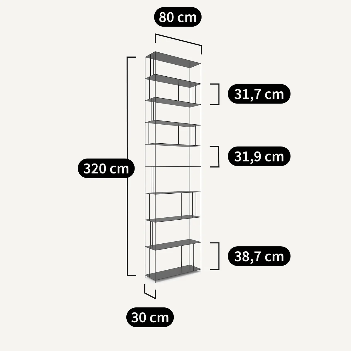 Parallel XXL 320cm High Metal Bookcase – image 5