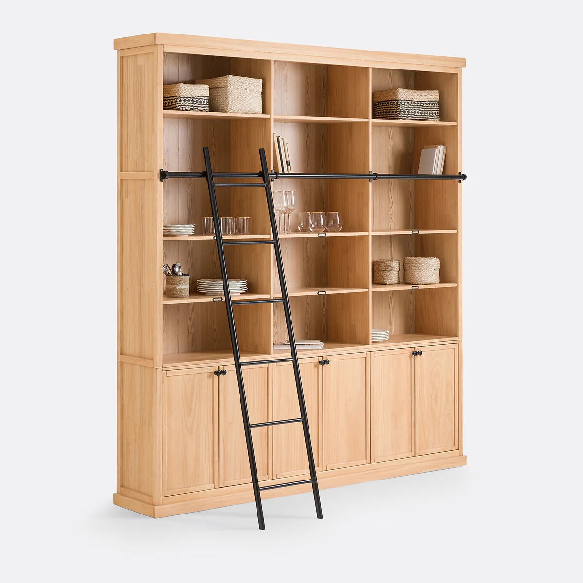 Gabin Pine Bookcase with Ladder – image 2