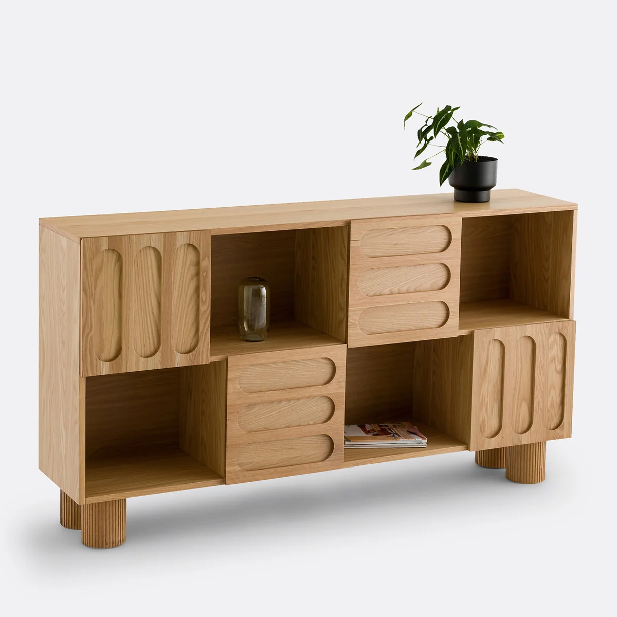 Cannelo 165cm Low Oak Bookcase – image 2
