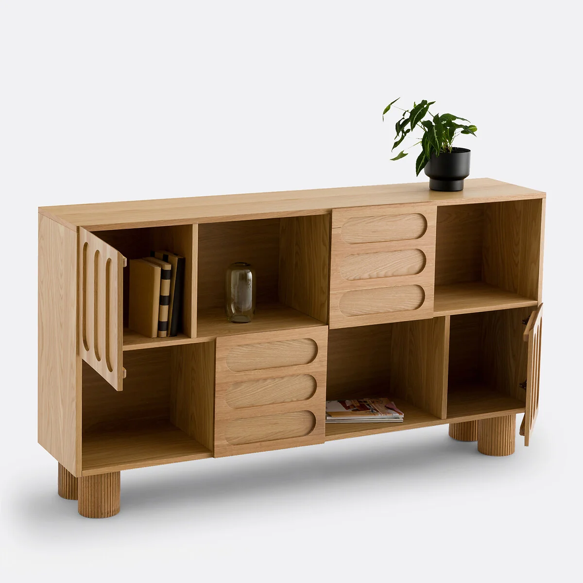 Cannelo 165cm Low Oak Bookcase – image 5