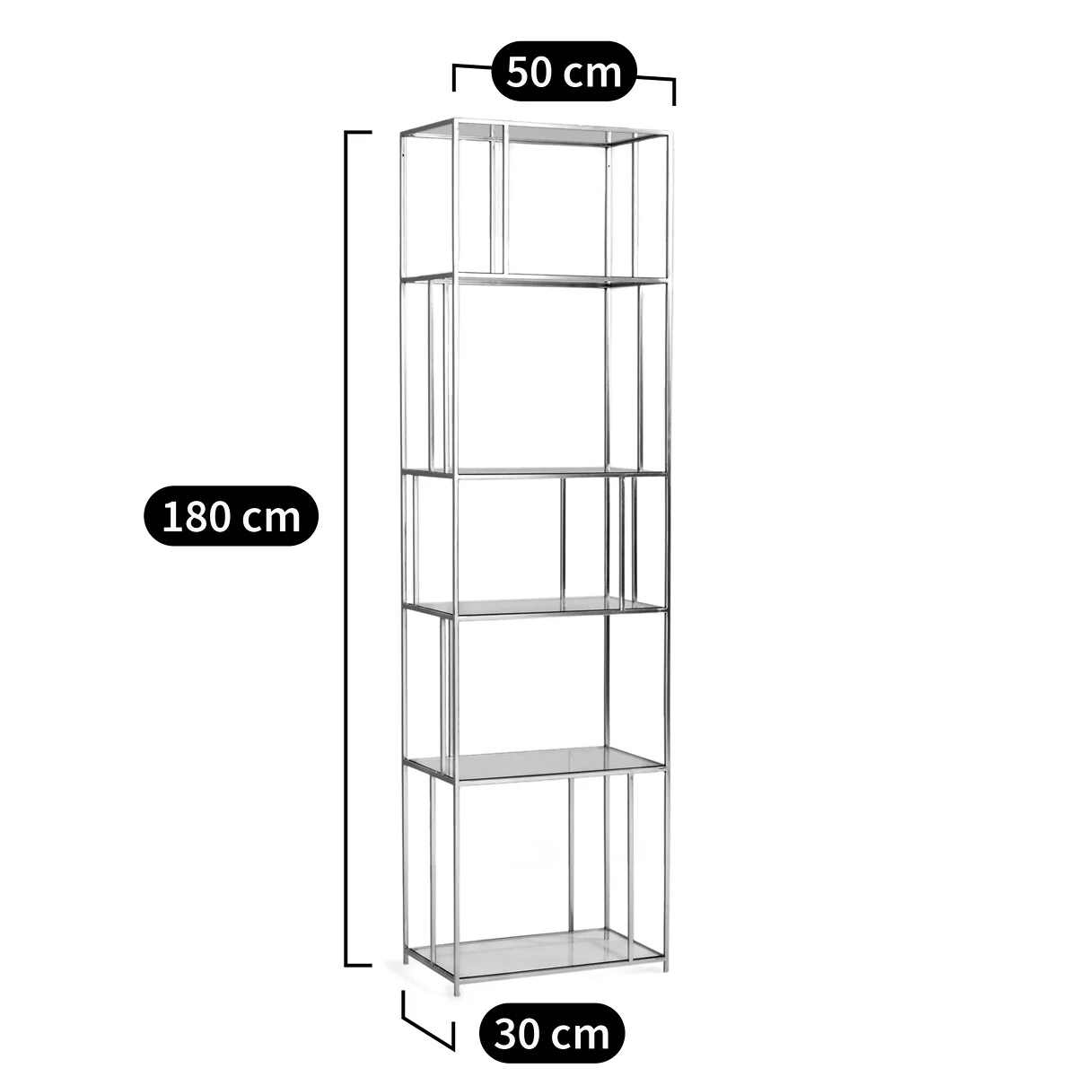 Parallel Brass Metal & Glass Bookcase – image 4