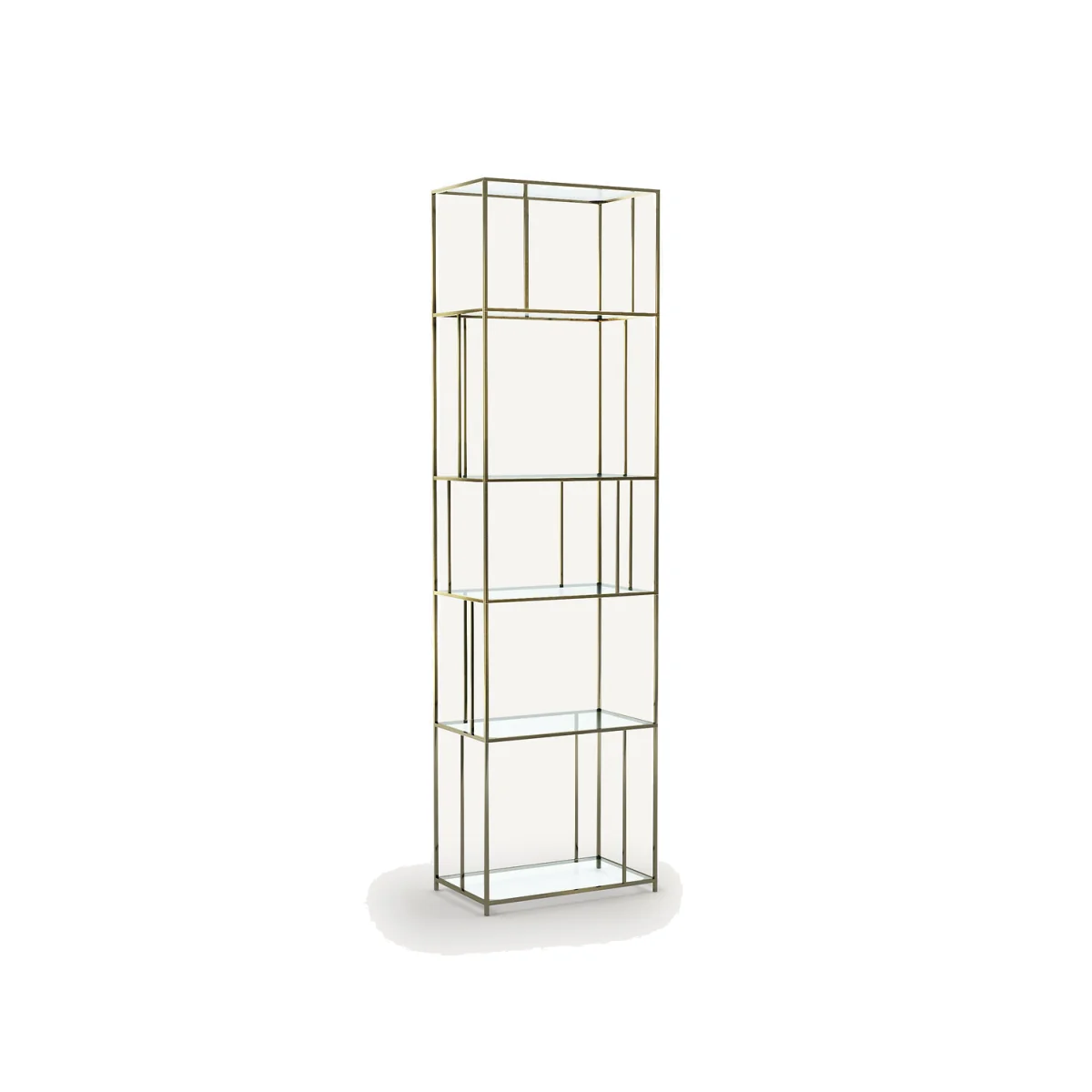 Parallel Brass Metal & Glass Bookcase – image 1