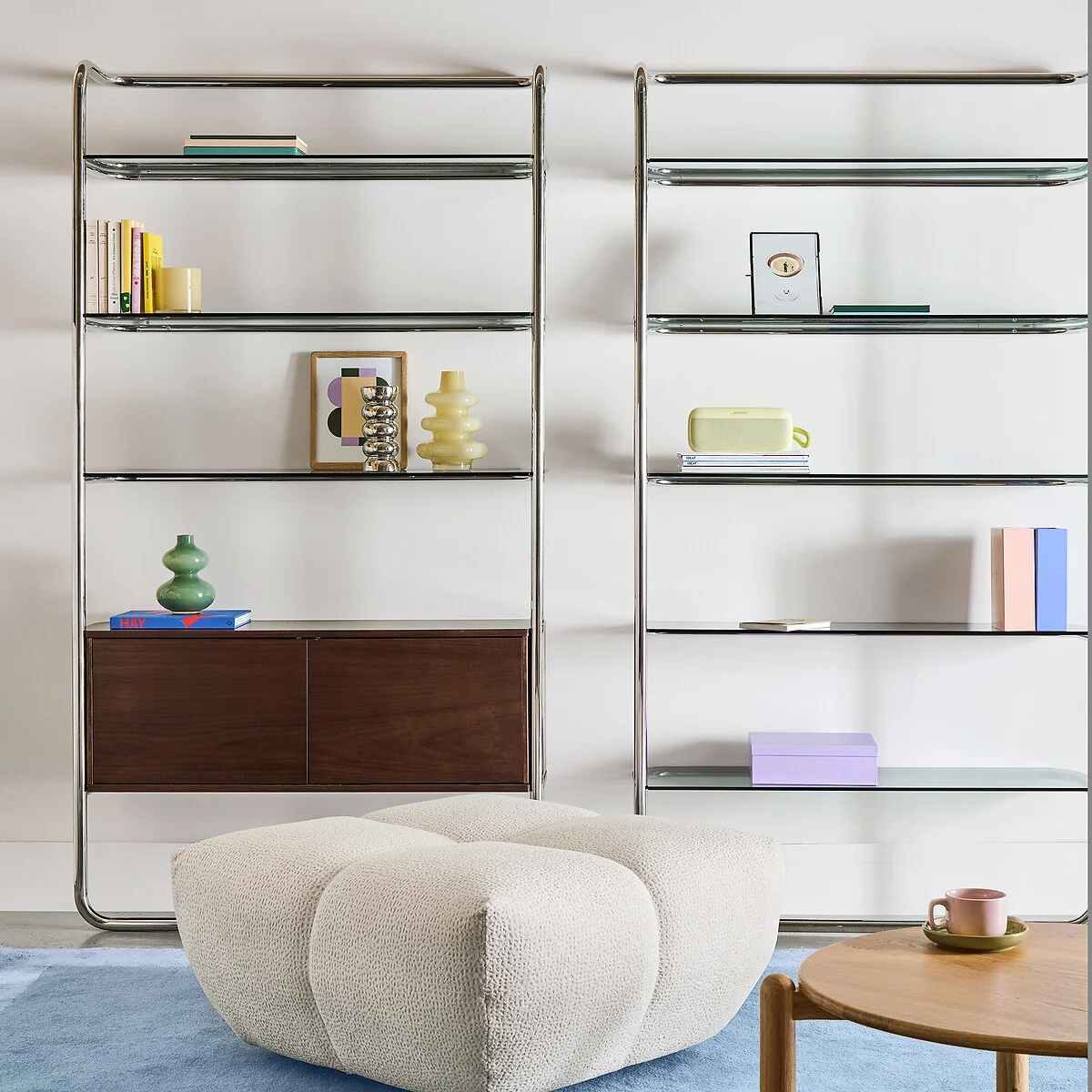 Giorgio Wall-Mounted Chrome-Plated Steel Bookcase with 2-Door Cabinet – image 2