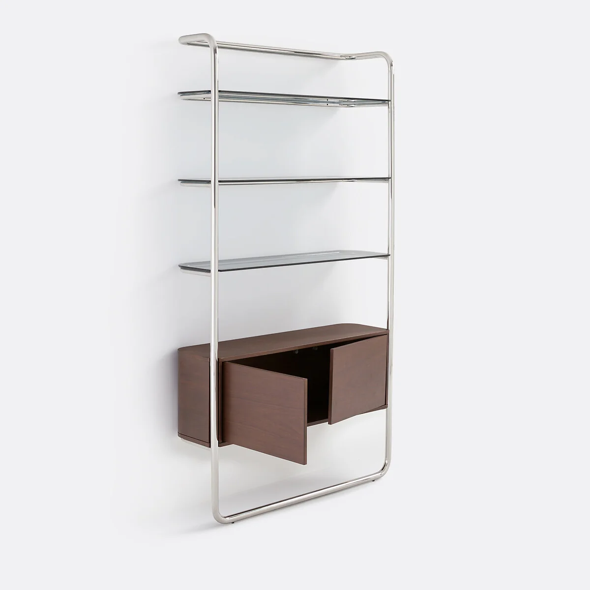 Giorgio Wall-Mounted Chrome-Plated Steel Bookcase with 2-Door Cabinet – image 5
