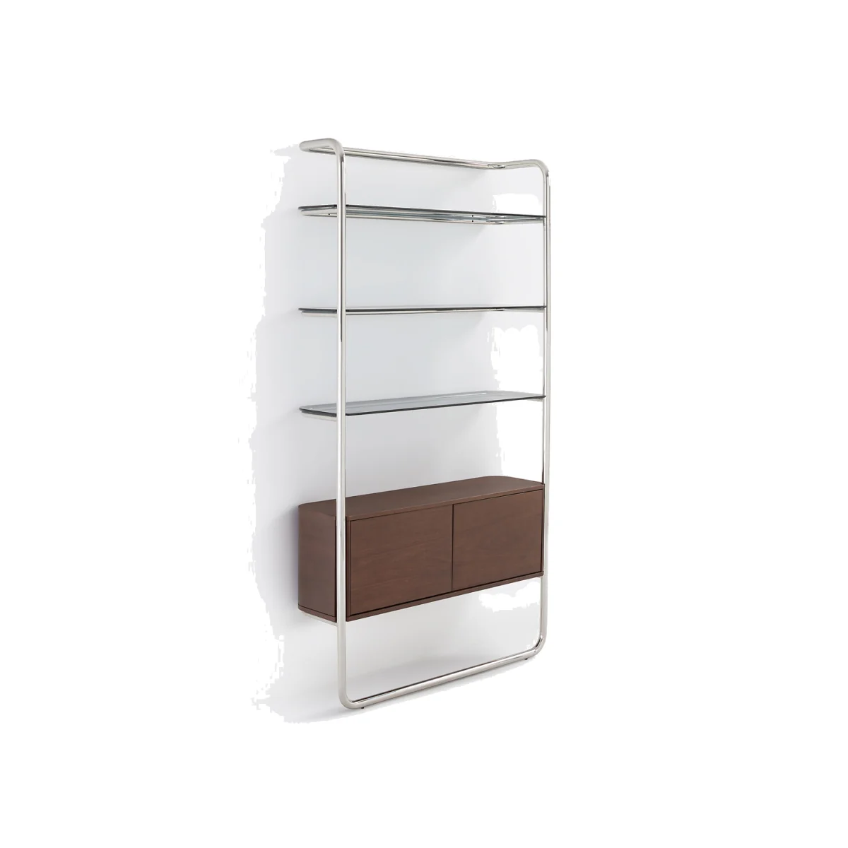 Giorgio Wall-Mounted Chrome-Plated Steel Bookcase with 2-Door Cabinet – image 1
