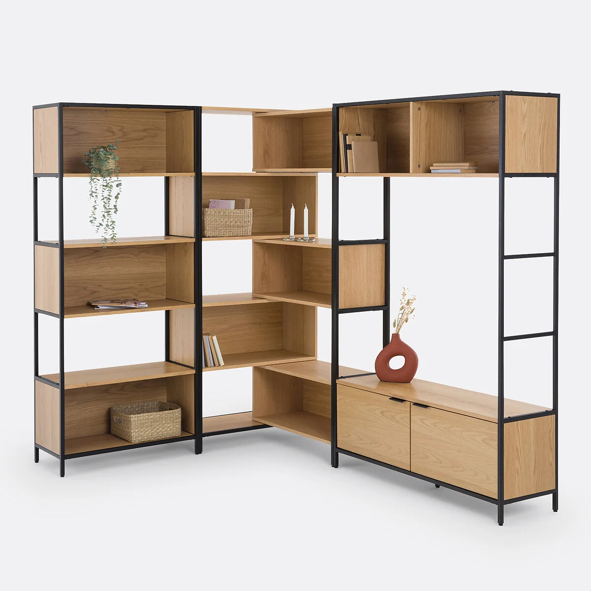 Volga Extendable, Rotatable Metal & Oak Veneer Shelving Unit – image 9