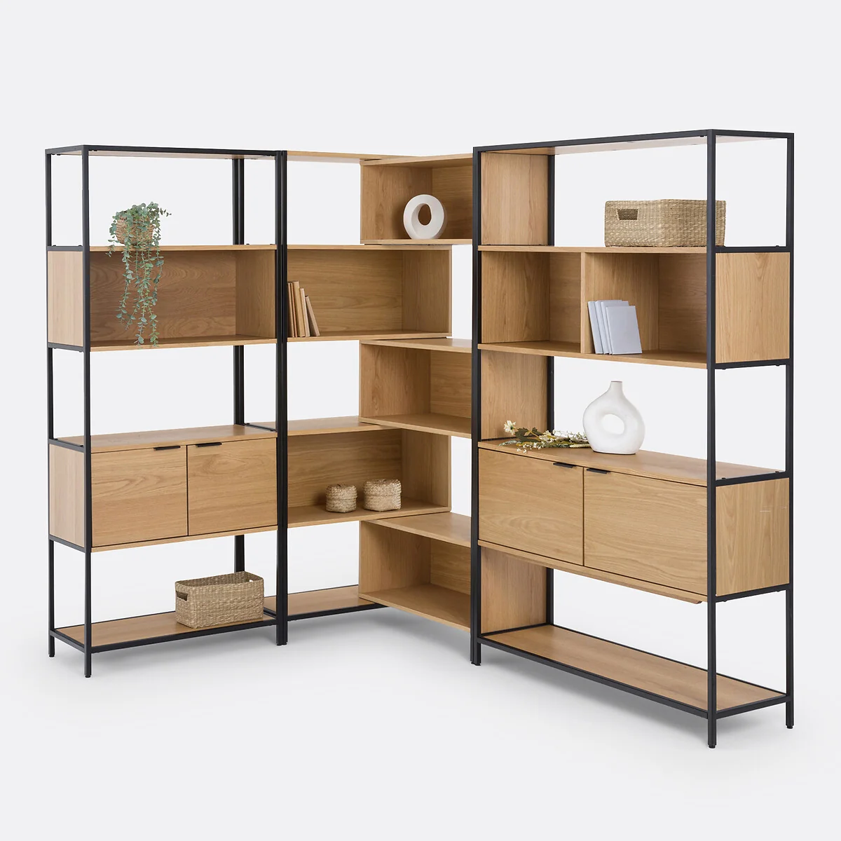 Volga Extendable, Rotatable Metal & Oak Veneer Shelving Unit – image 10