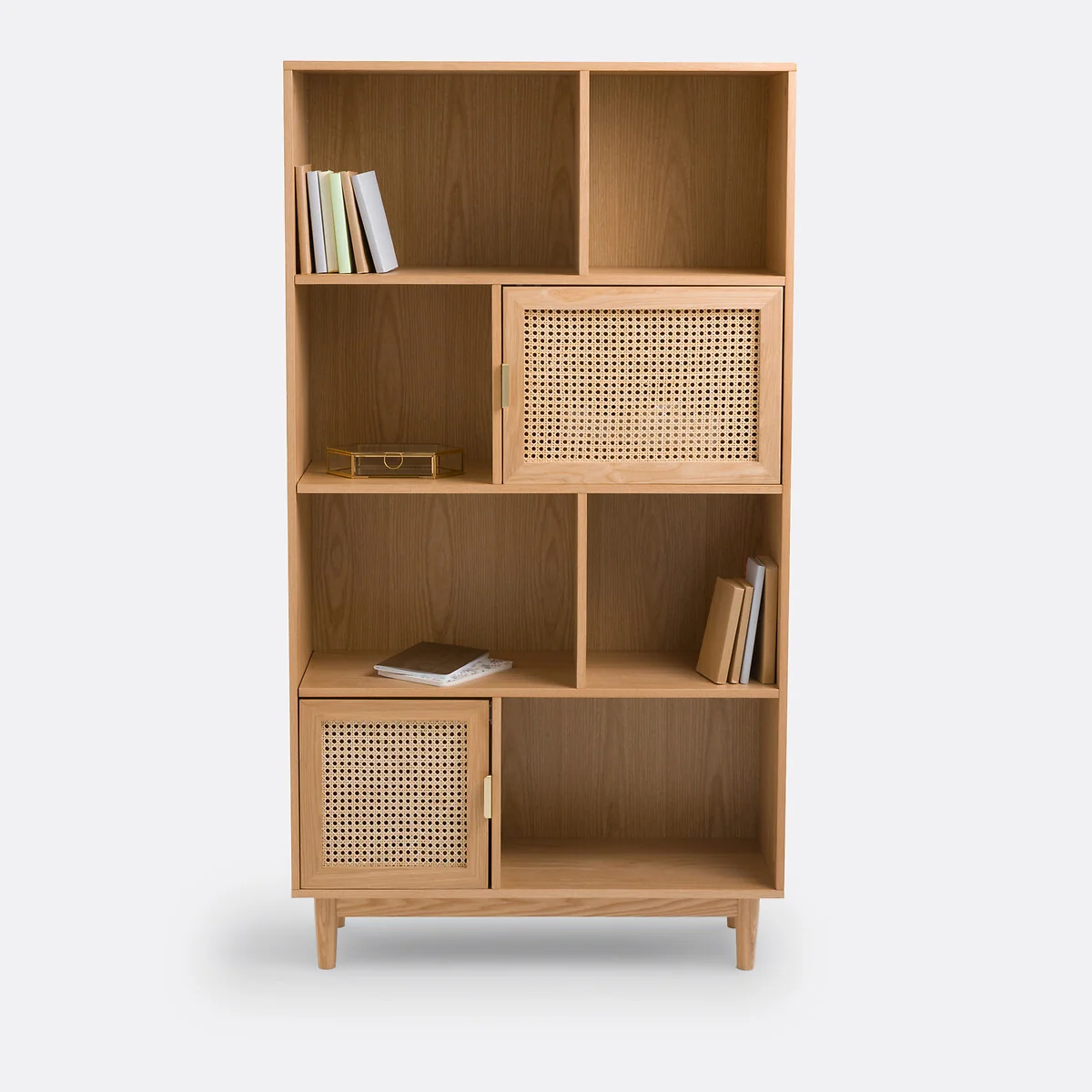 Loris Oak Veneer & Rattan Bookcase – image 3