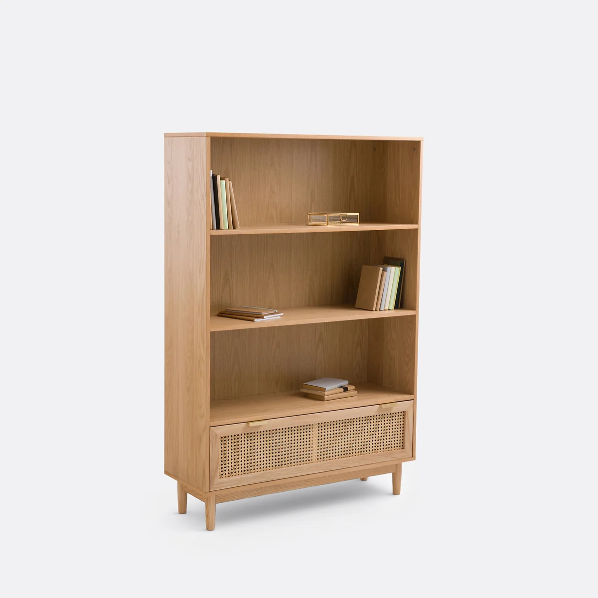 Loris Oak Veneer & Rattan Bookcase – image 2
