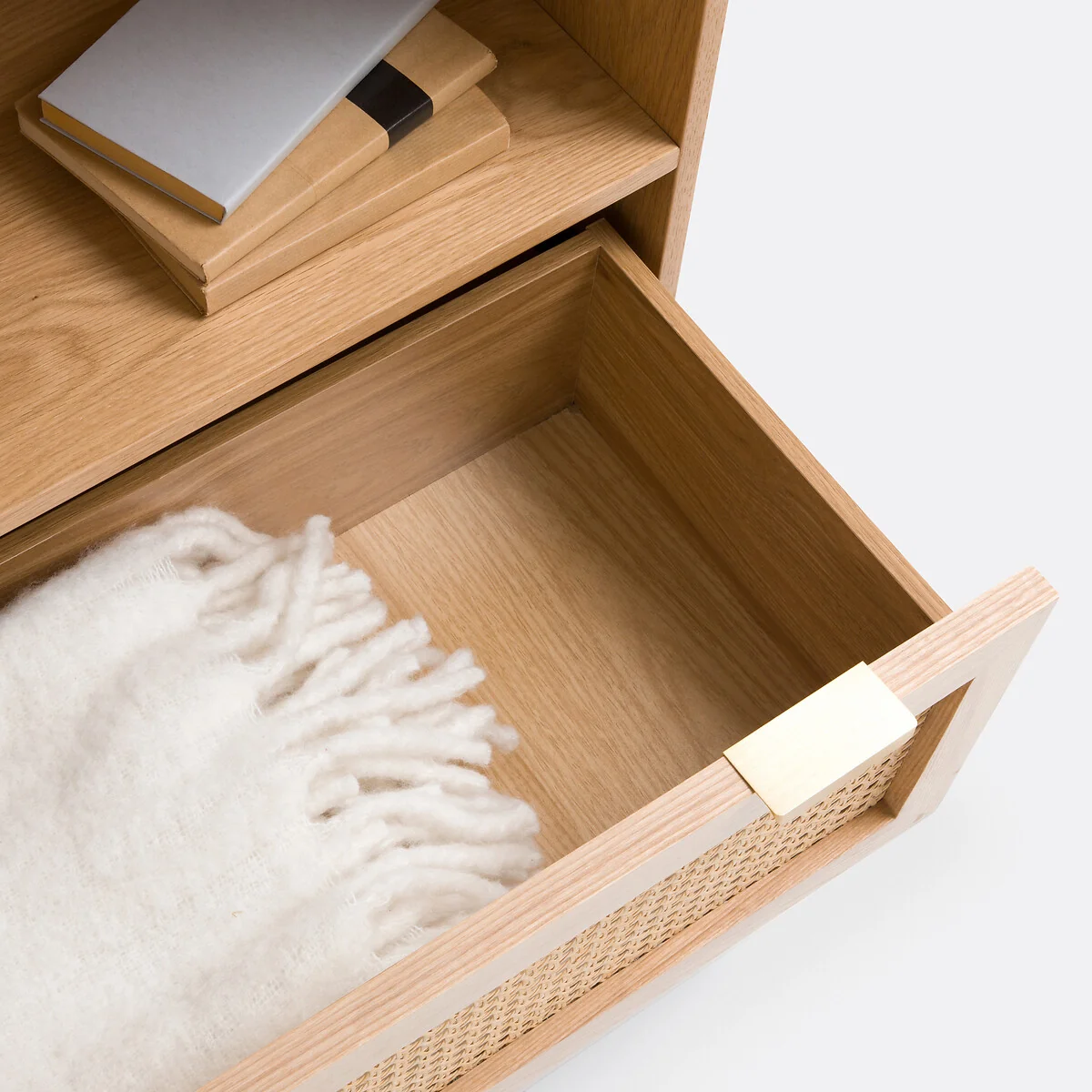 Loris Oak Veneer & Rattan Bookcase – image 5