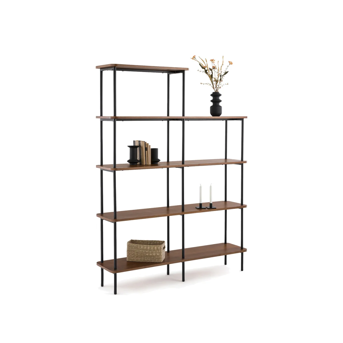 Kerrie Asymmetrical Walnut Veneer Shelving Unit – image 1