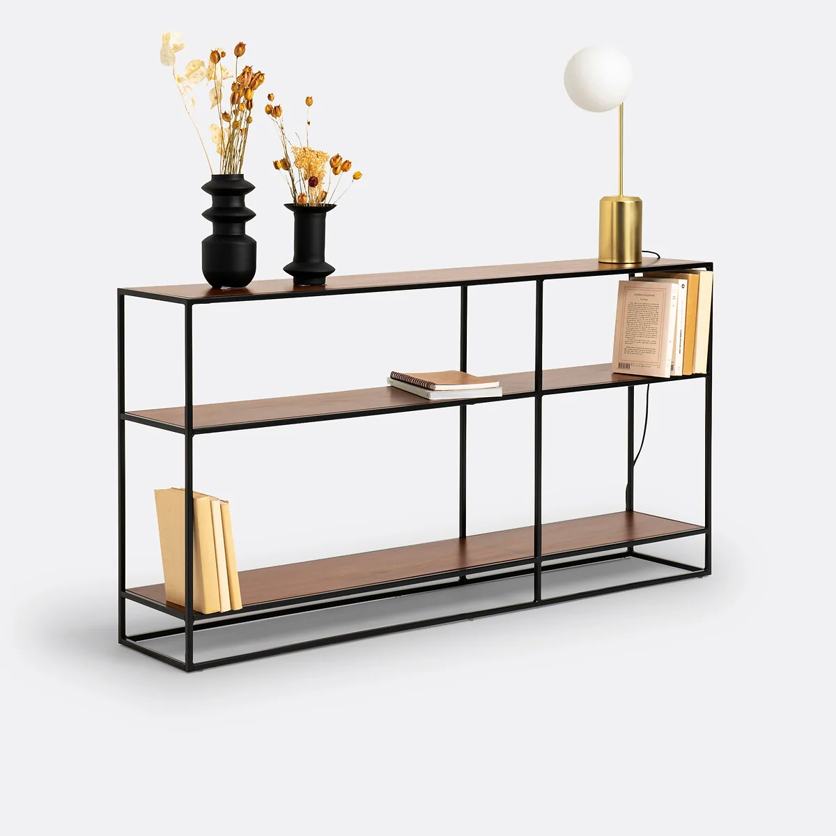 Watford Walnut & Metal Shelving Console Unit – image 2