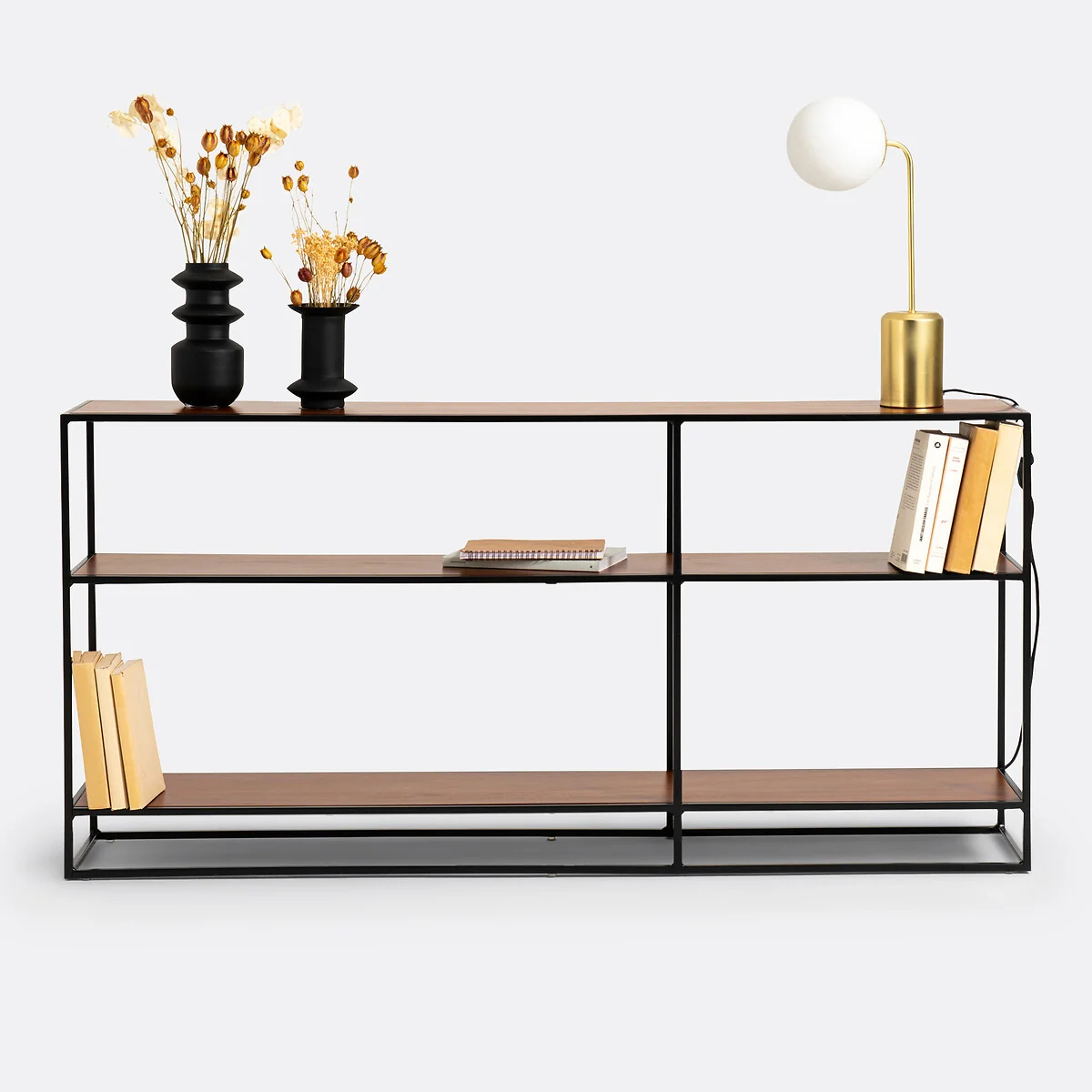 Watford Walnut & Metal Shelving Console Unit – image 5