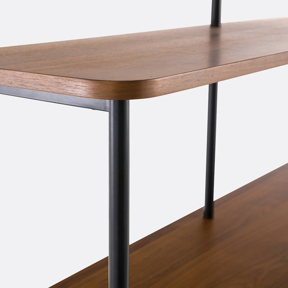 Kerrie Asymmetric Bookcase in Walnut Veneer and Steel – image 3