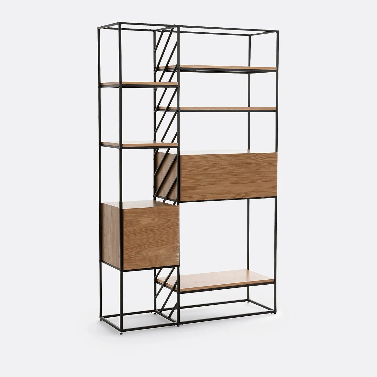 Vaulty Oak & Metal Wire Shelving Unit – image 2