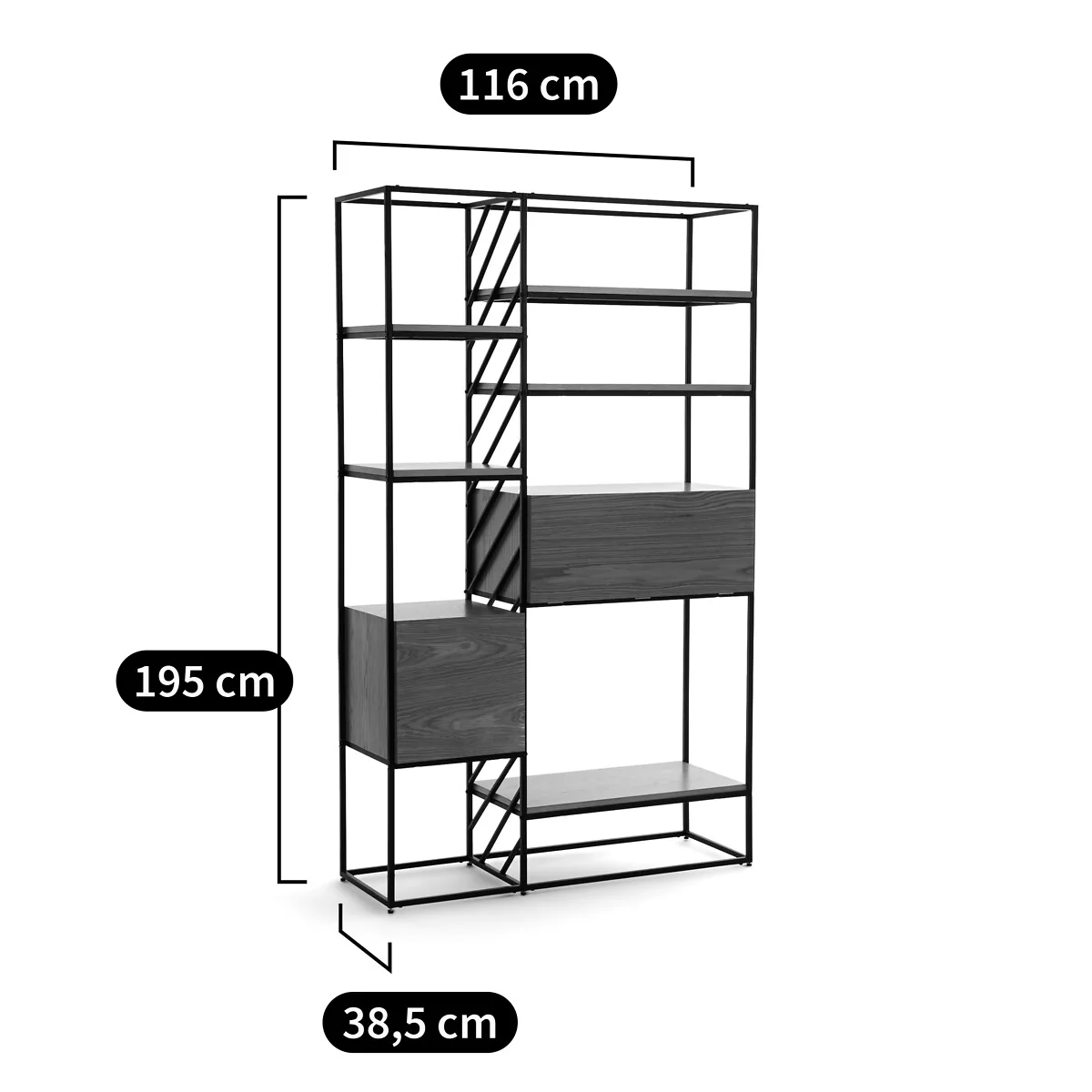 Vaulty Oak & Metal Wire Shelving Unit – image 11