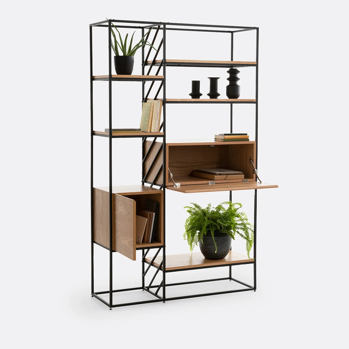 Vaulty Oak & Metal Wire Shelving Unit – image 10