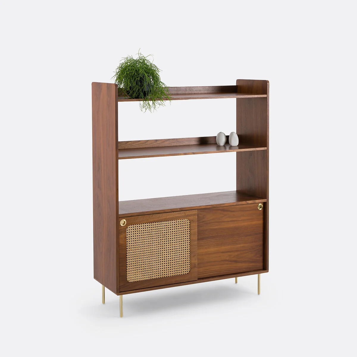 Redpop Bookcase in Walnut Veneer and Rattan Cane – image 2