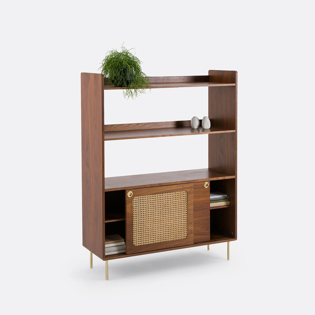 Redpop Bookcase in Walnut Veneer and Rattan Cane – image 3