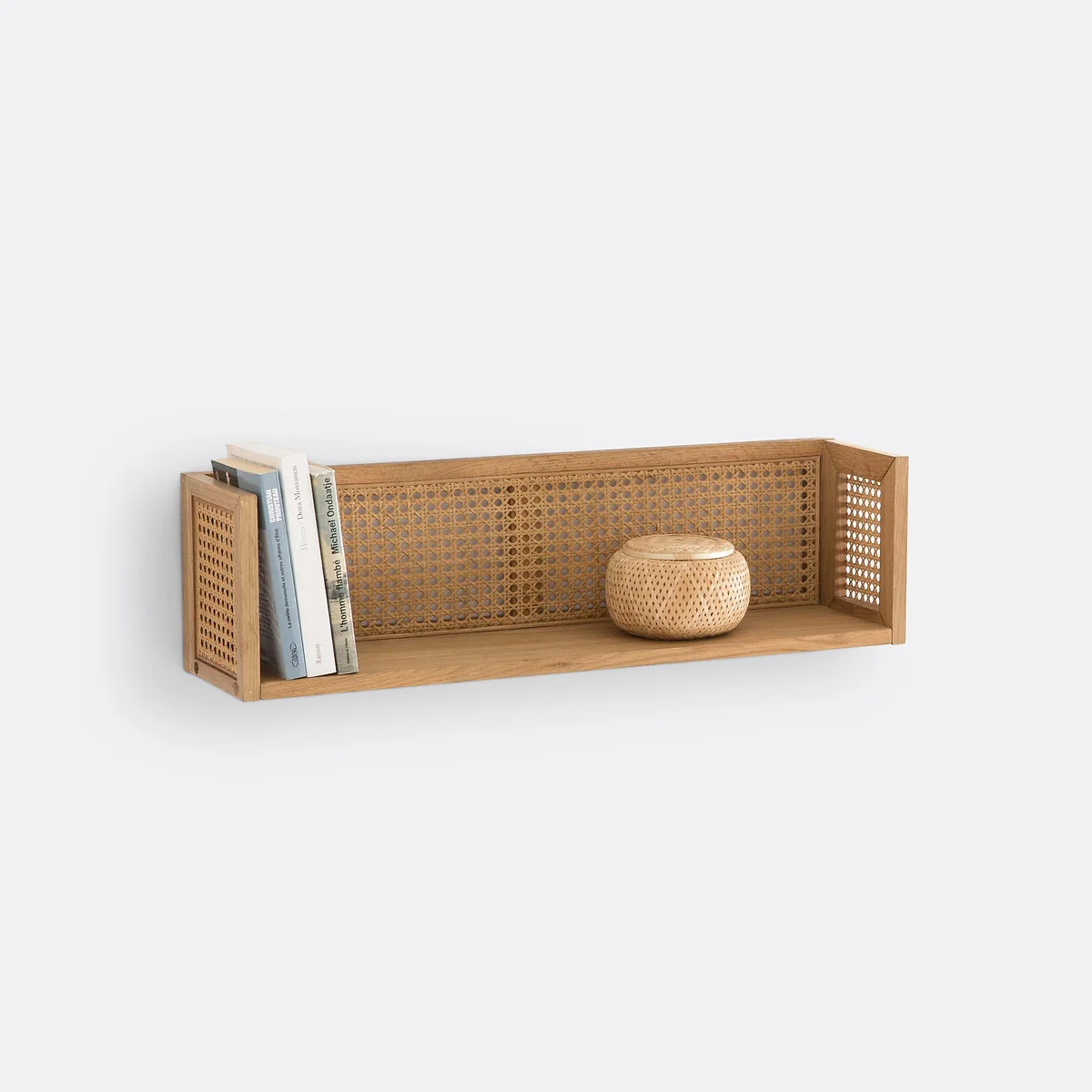 Waska Wall Shelf in Oak, Oak Veneer and Cane – image 2