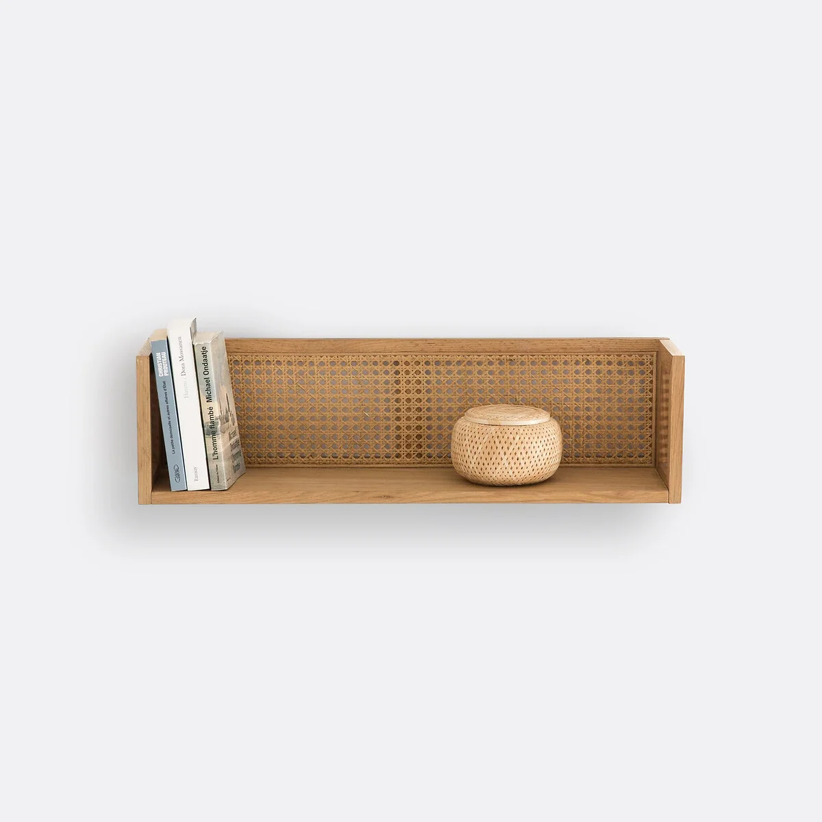 Waska Wall Shelf in Oak, Oak Veneer and Cane – image 3