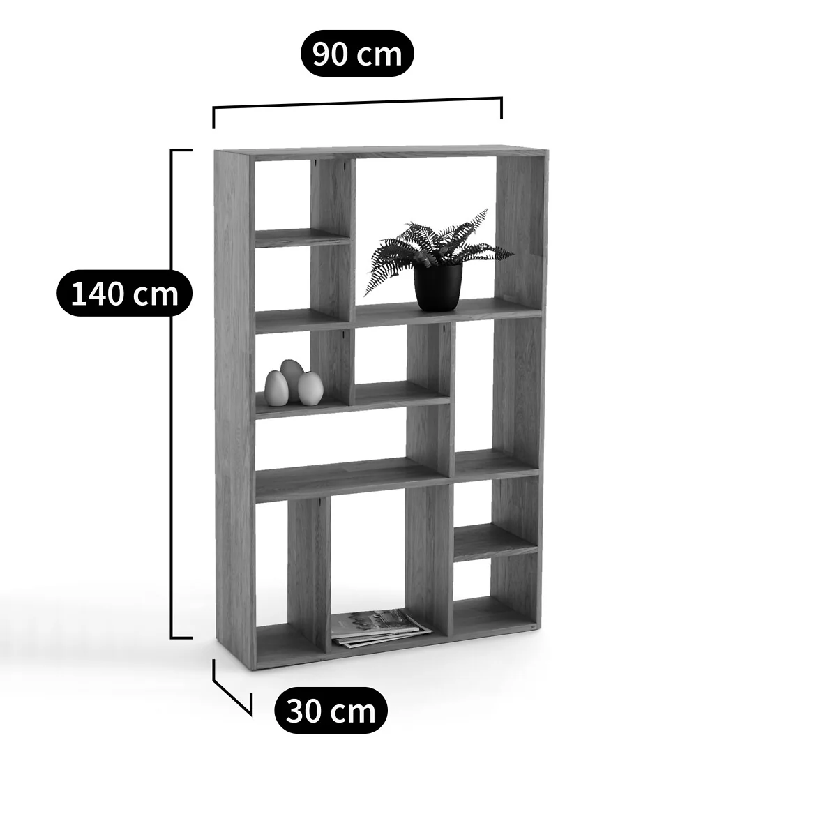 Rymo Asymmetric Bookcase in Finger-Jointed Oak – image 6