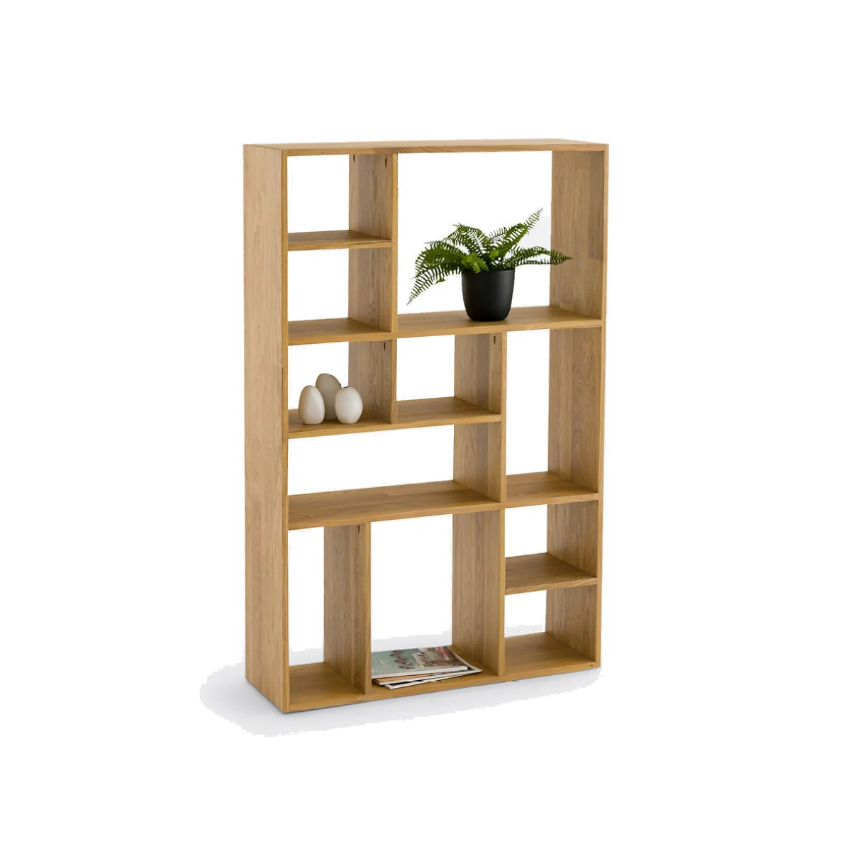 Rymo Asymmetric Bookcase in Finger-Jointed Oak – image 1