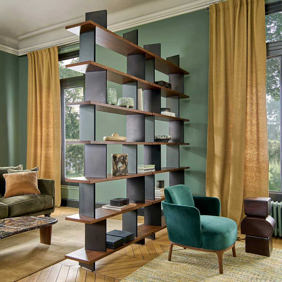 Laos Bookcase Space Divider in Walnut Veneer – image 2