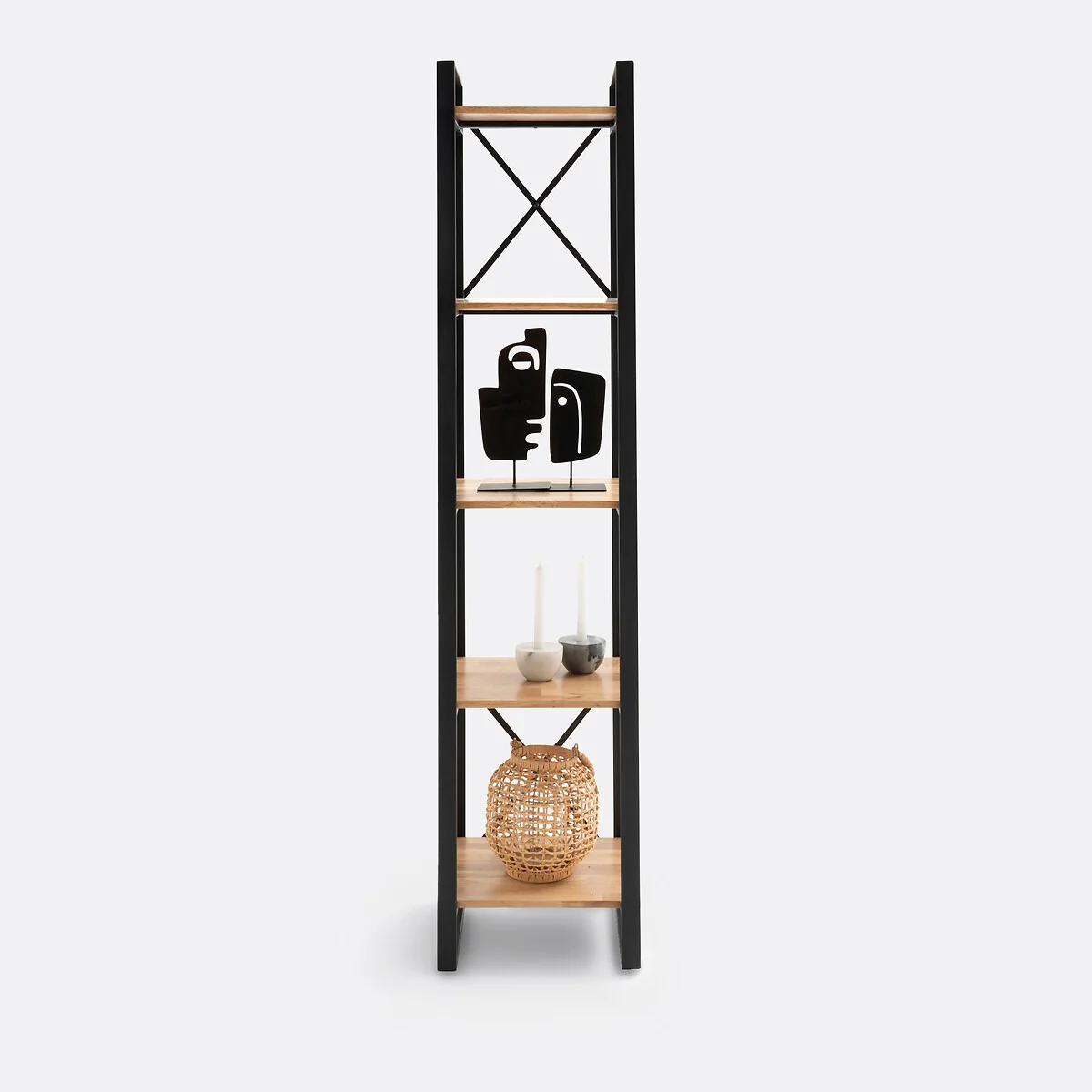 Hiba Bookcase in Solid Oak and Steel – image 4
