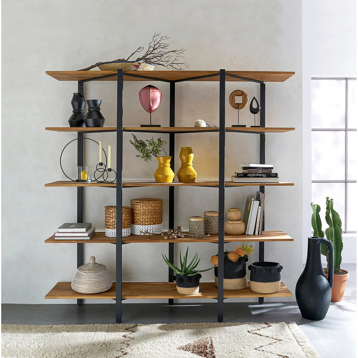 Hiba Bookcase in Solid Oak and Steel – image 4