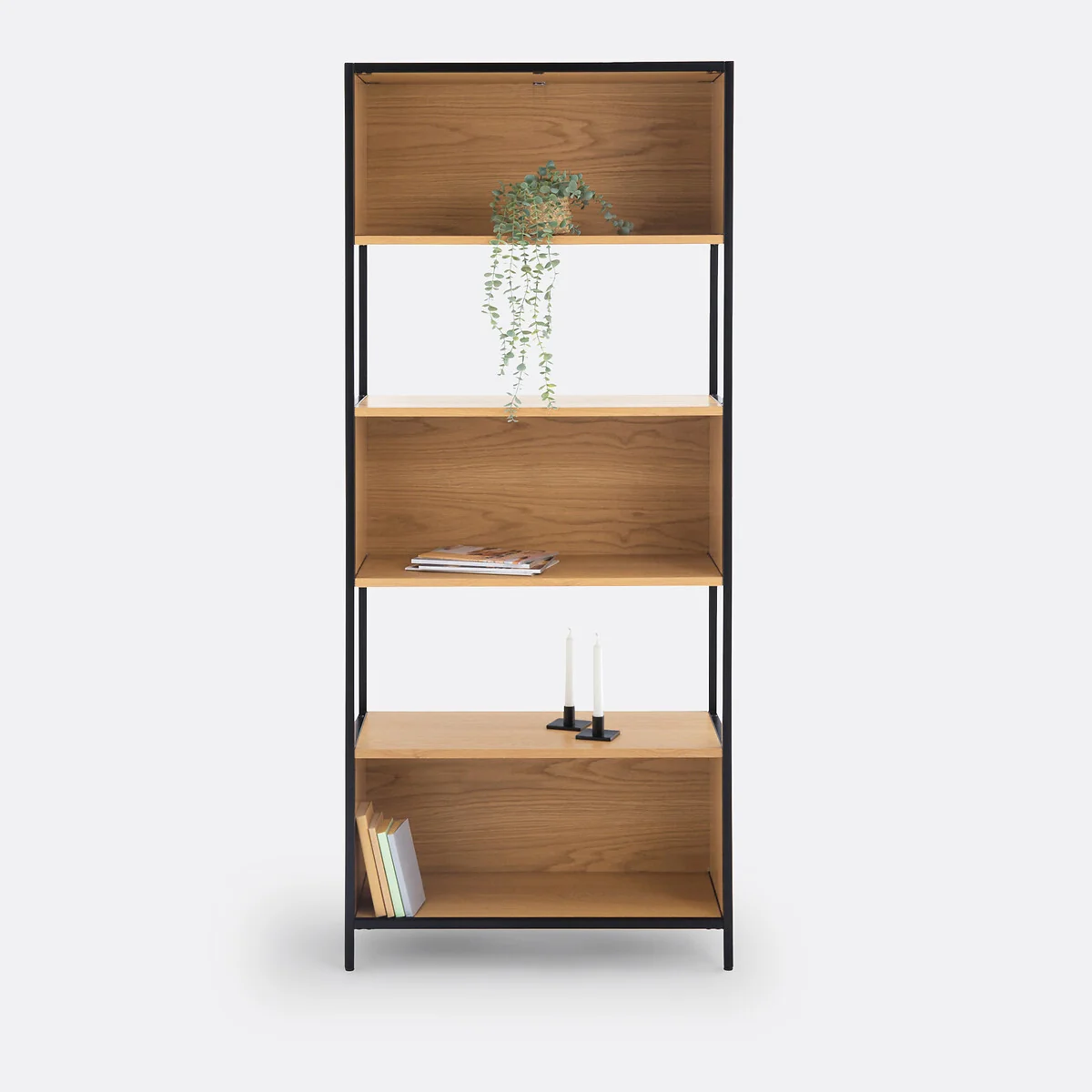 Volga Oak & Metal Shelving Unit with 3 Compartments – image 3