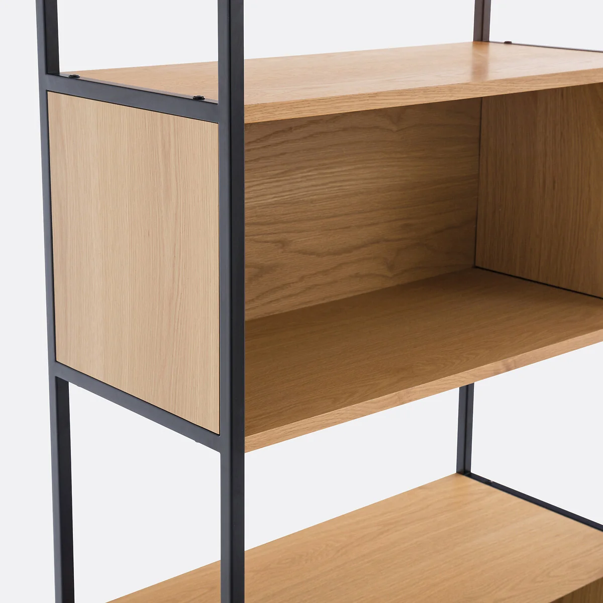 Volga Oak & Metal Shelving Unit with 3 Compartments – image 4