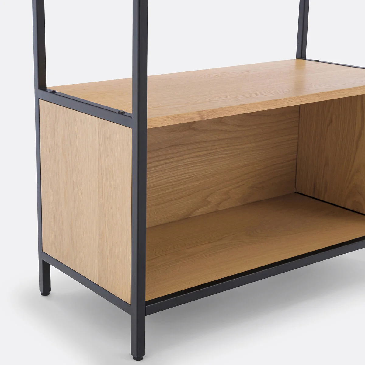 Volga Oak & Metal Shelving Unit with 3 Compartments – image 5