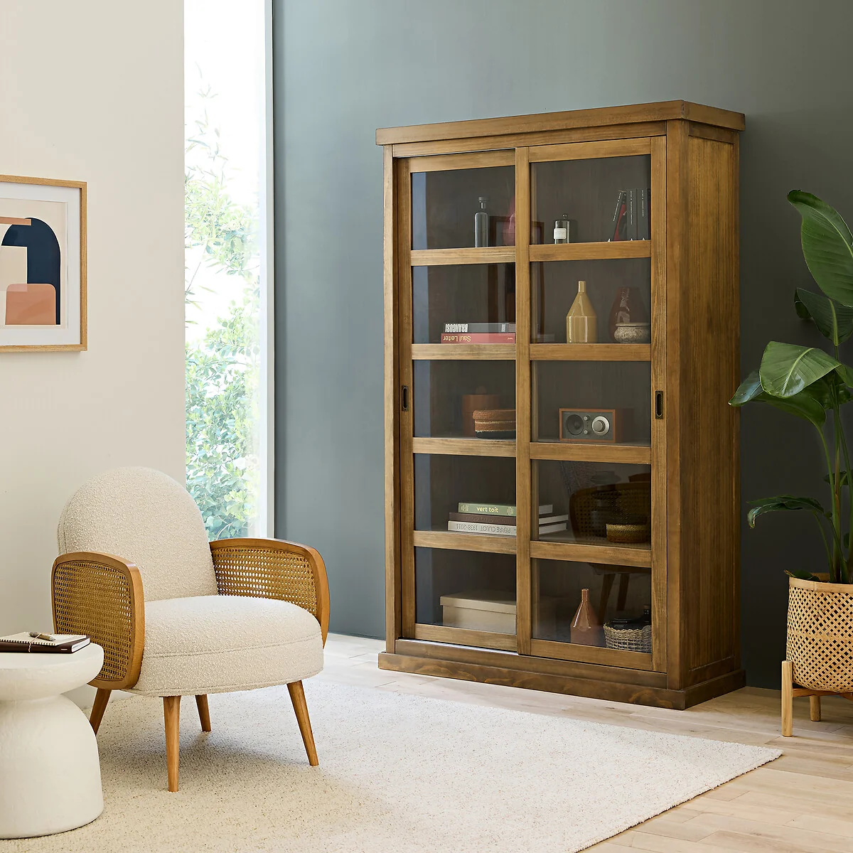 Lunja Sliding Door Double Bookcase – image 2