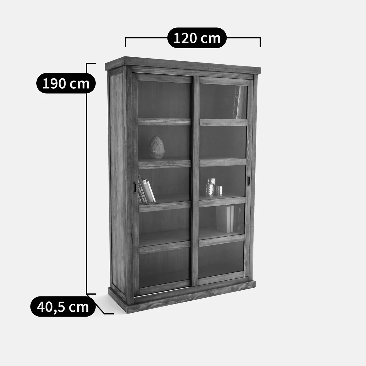 Lunja Sliding Door Double Bookcase – image 6