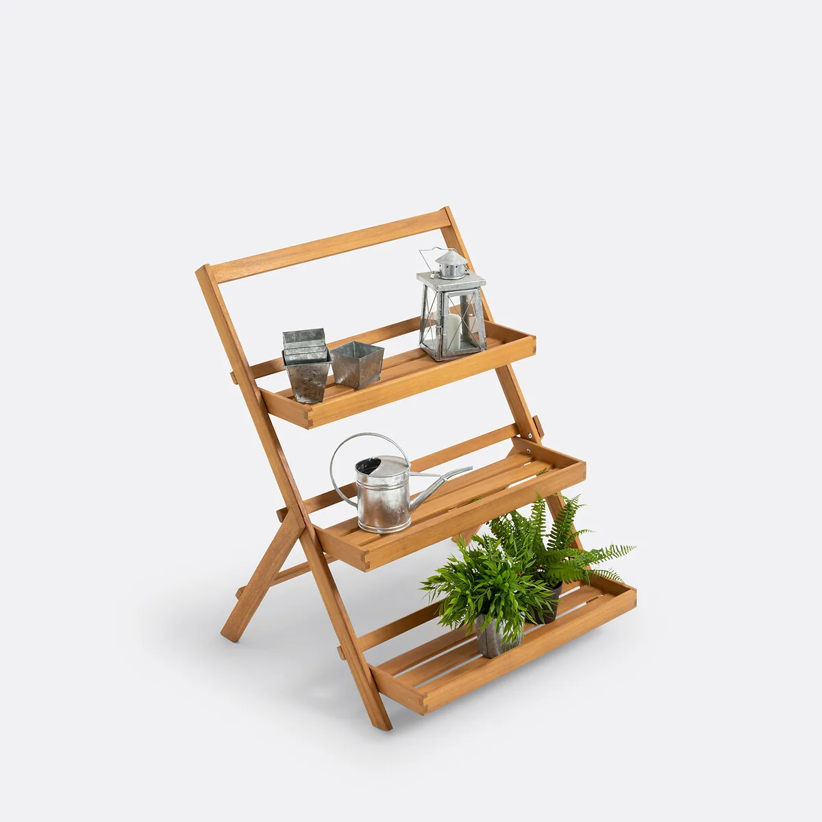 Wassif Folding Acacia Shelving Unit – image 4