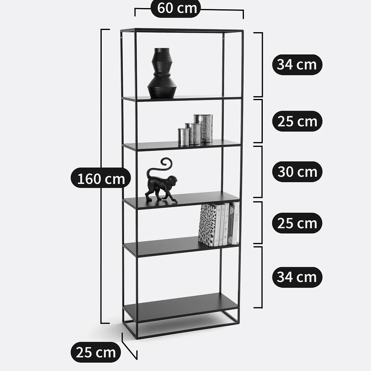 Hiba 6-Shelf Metal Bookcase – image 6